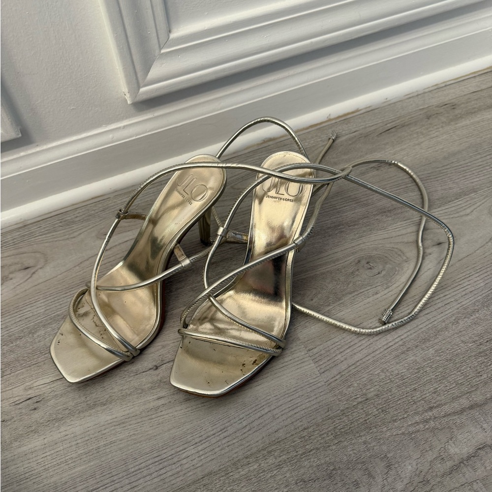 Elegant Silver Strappy Heels